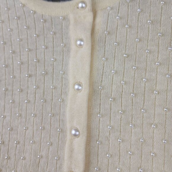 Pendleton Womens Pearl Button Large Embellished Lambswool Angora Cardigan New - Picture 2 of 10